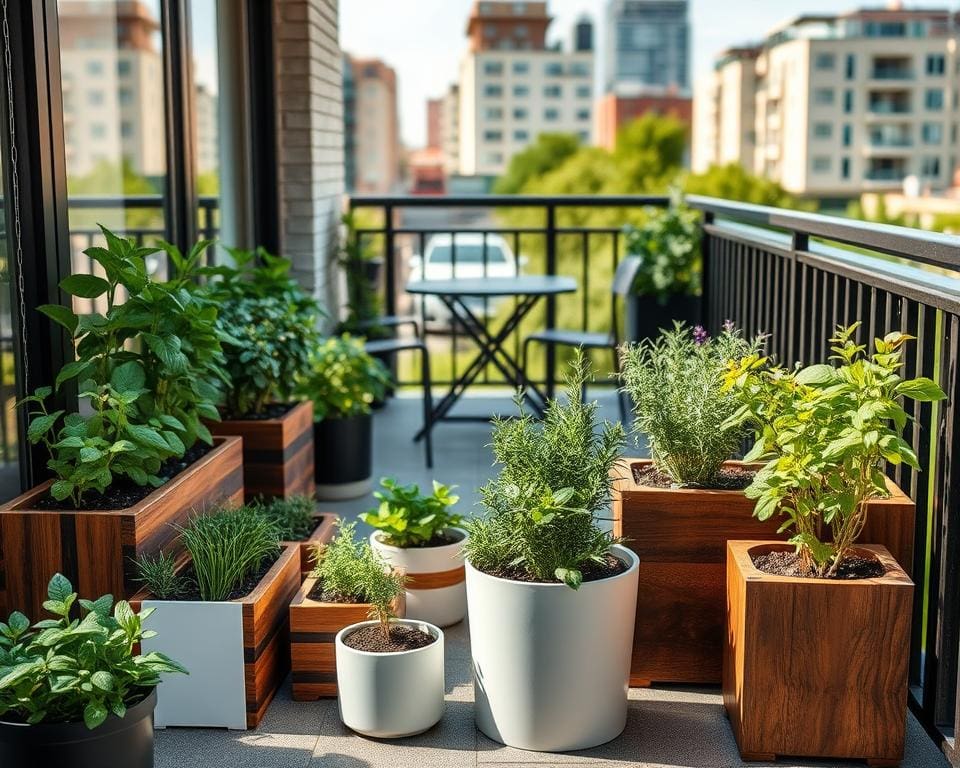 Kruidenbakken die Makkelijk op het Balkon Passen