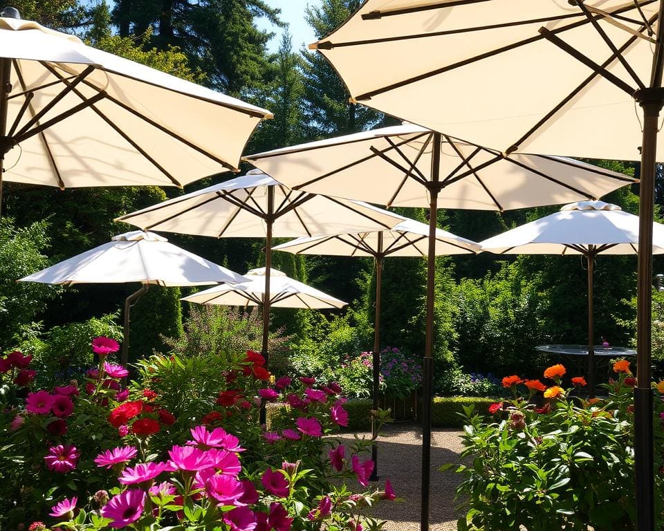 Tuinparasols die Schaduw en Stijl Toevoegen