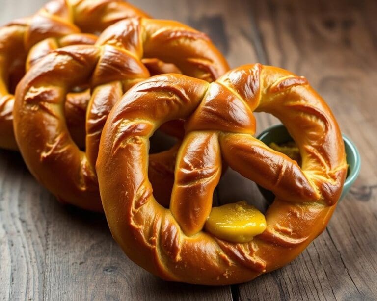 Ambachtelijke pretzels met grove mosterd