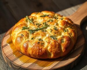 Focaccia met verse kruiden en zeezout