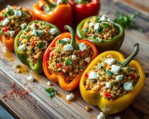 Gevulde paprika's met quinoa en feta