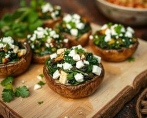 Gevulde portobello's met spinazie en feta