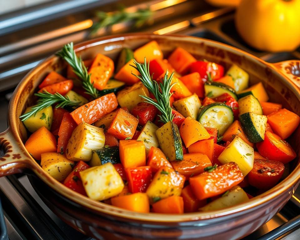 Groenteschotel uit de oven met rozemarijn