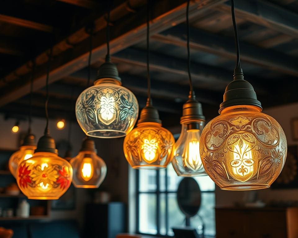 Hanglampen met een vintage glazen ontwerp