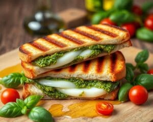 Italiaanse panini met pesto en mozzarella