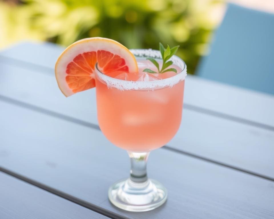 Paloma cocktail met roze grapefruit en zout