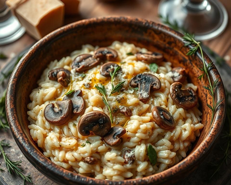 Romige risotto recept met champignons en truffelolie