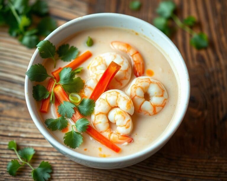 Thaise kokossoep met garnalen en koriander