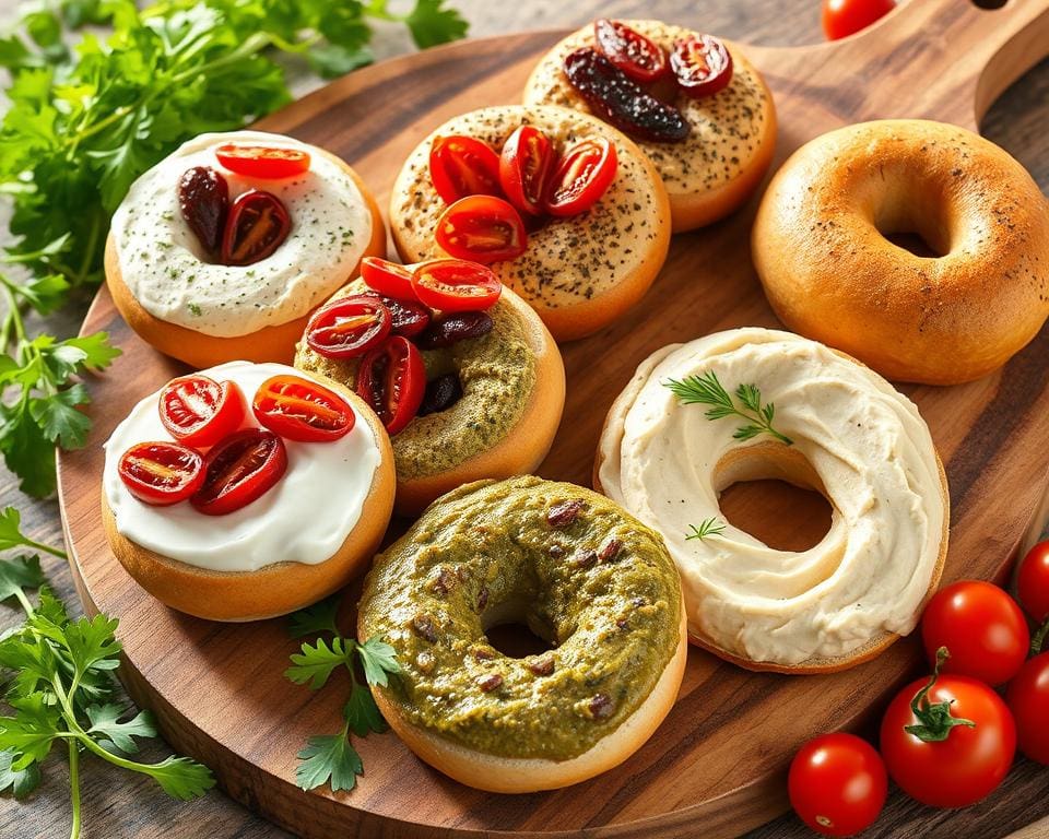 Variaties op bagels met zongedroogde tomaten