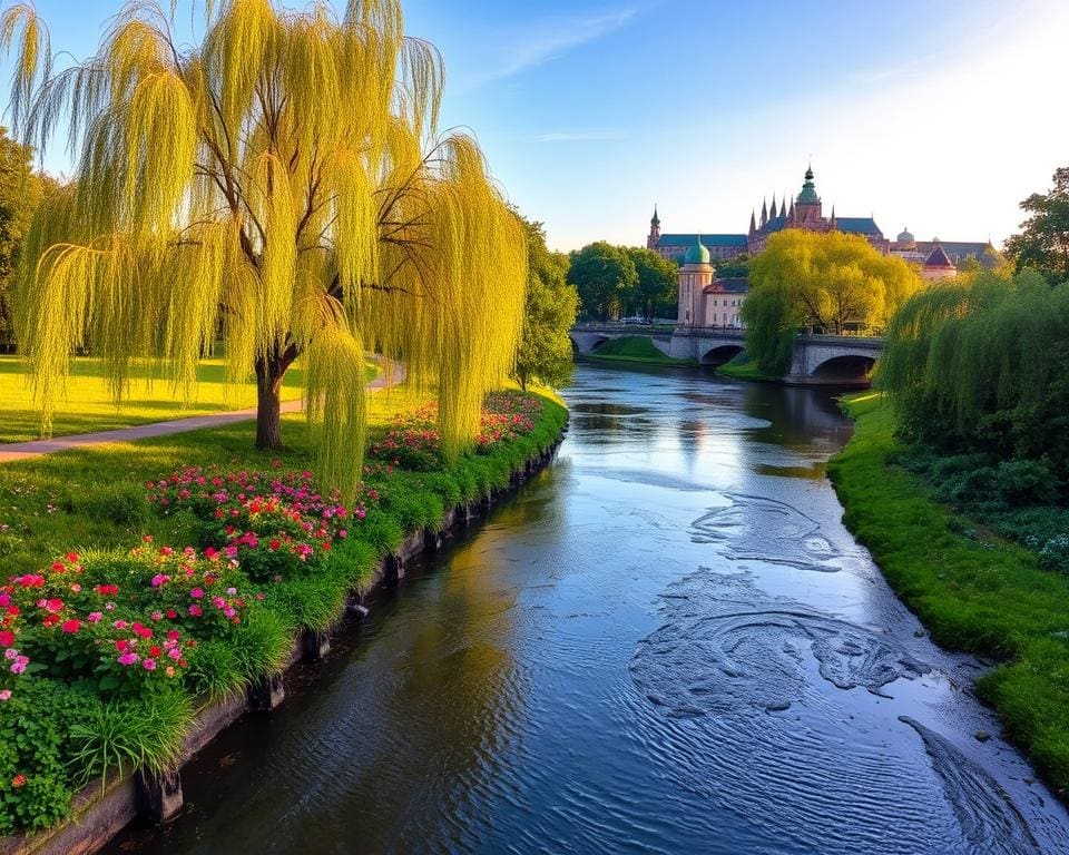 natuurlijke schoonheid rondom de Vistula rivier in Krakau