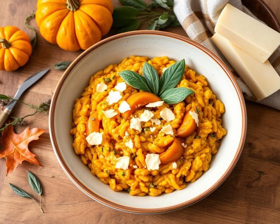 vegetarische risotto met pompoen