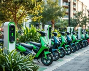 Elektrische scooters met slimme oplaadstations