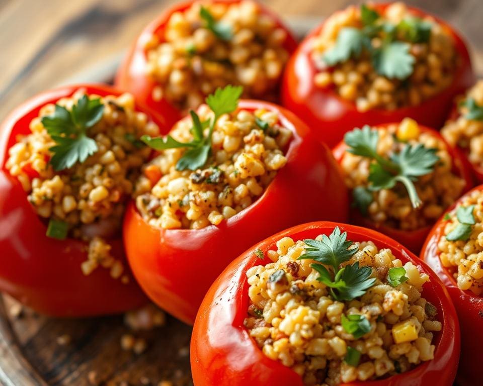Gevulde tomaten met een kruidige couscousvulling