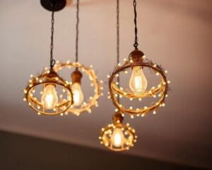 Hanglampen met een decoratieve lichtkrans
