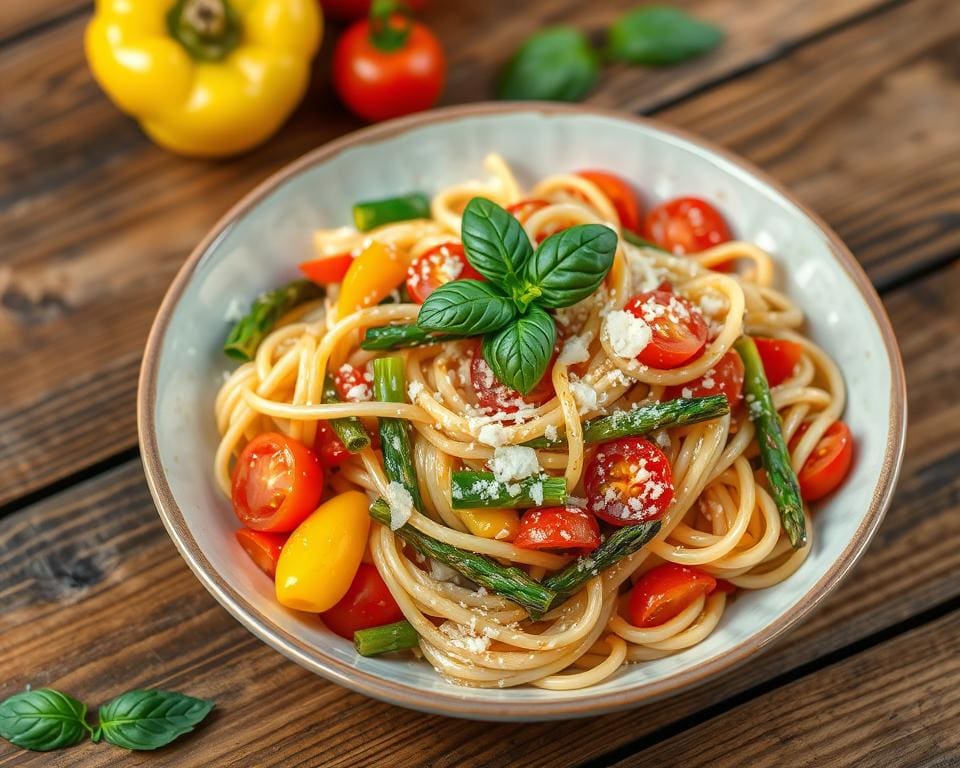 Pasta Primavera met kleurrijke seizoensgroenten