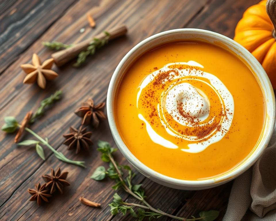 Pompoensoep met een vleugje kokos en kaneel