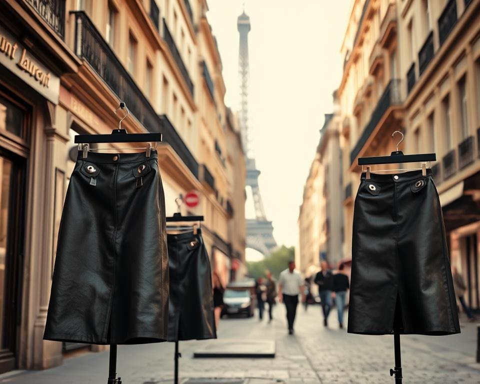 Saint Laurent leren rokken: Voor een Parijse flair