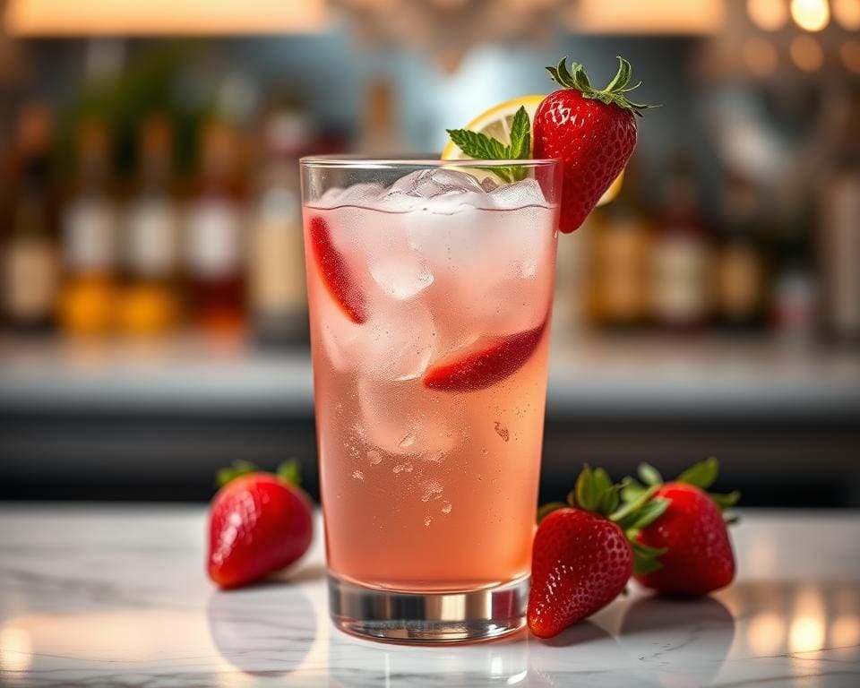 Strawberry Collins cocktail