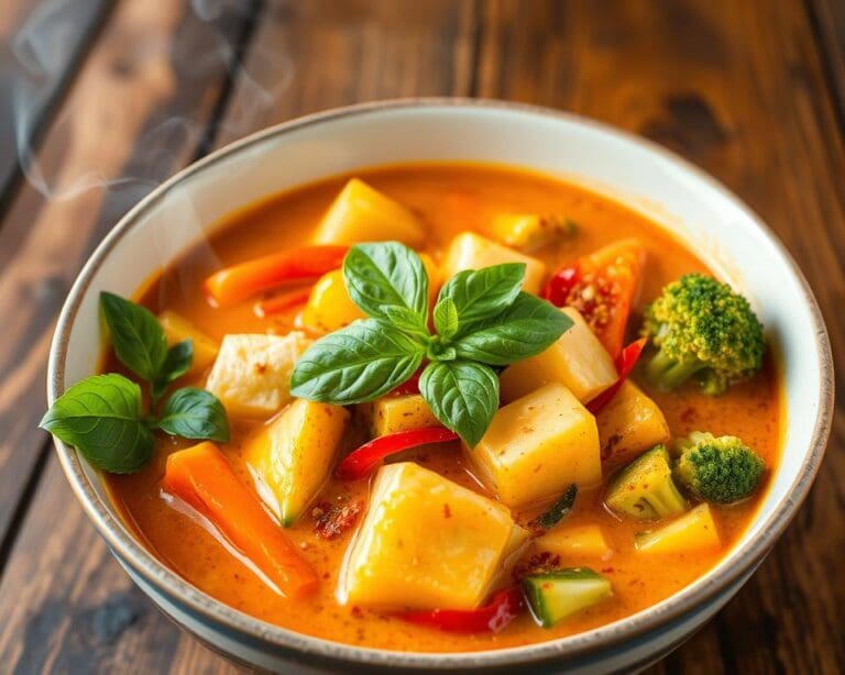 Thaise curry met groenten en kokosmelk