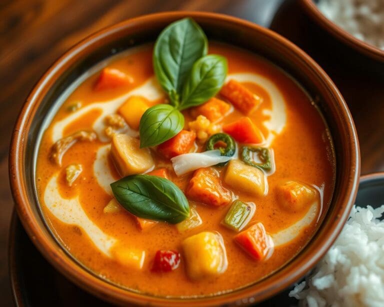 Thaise curry met groenten en kokosmelk