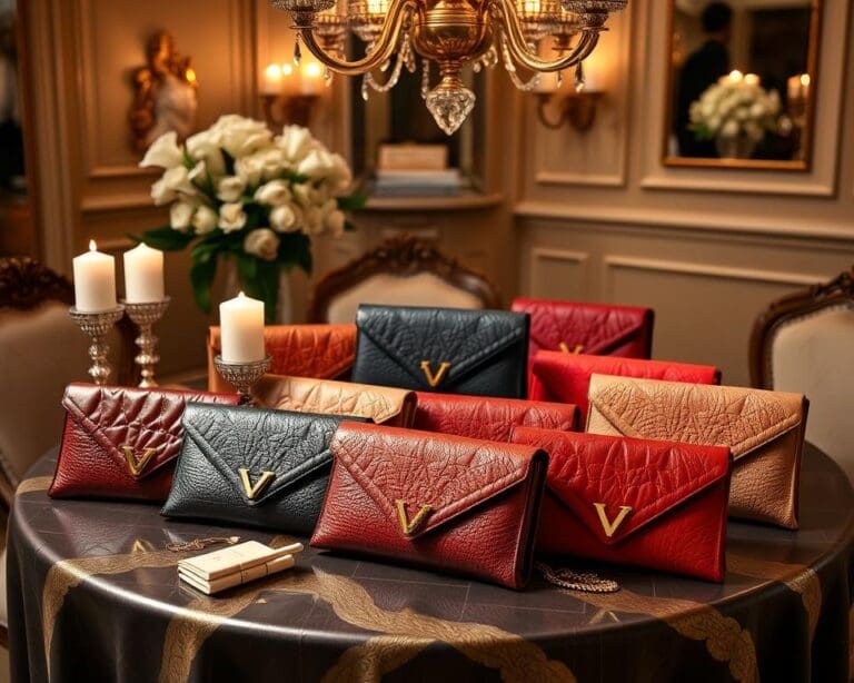 Valentino leren clutches: Voor een luxueuze avondlook