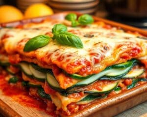 Vegetarische lasagne met courgetteplakken