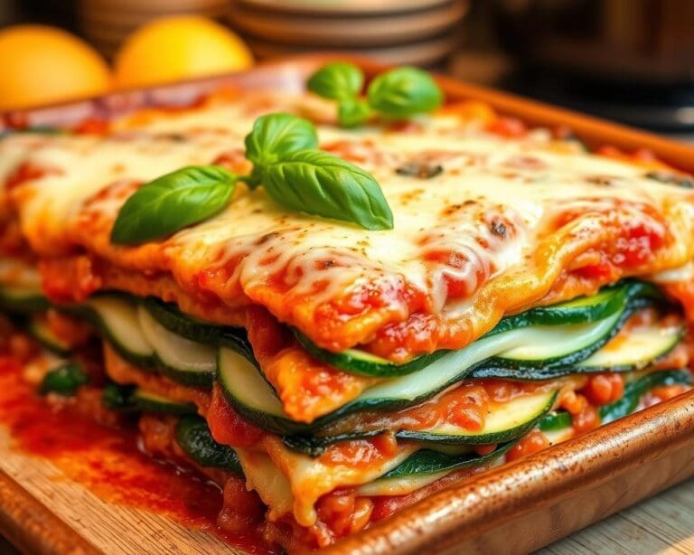 Vegetarische lasagne met courgetteplakken
