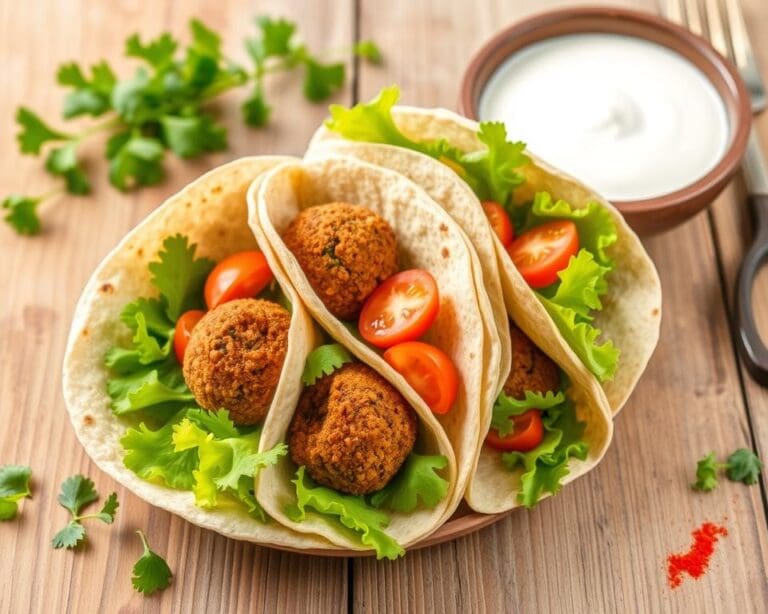 Volkoren wraps met falafel en frisse tzatziki