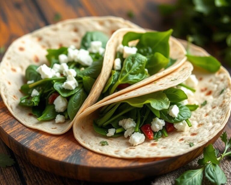 Volkoren wraps met spinazie en feta