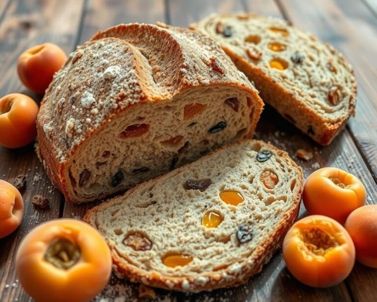 Volkoren zuurdesembrood met abrikozen en rozijnen