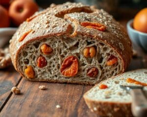 Volkoren zuurdesembrood met abrikozen en walnoten