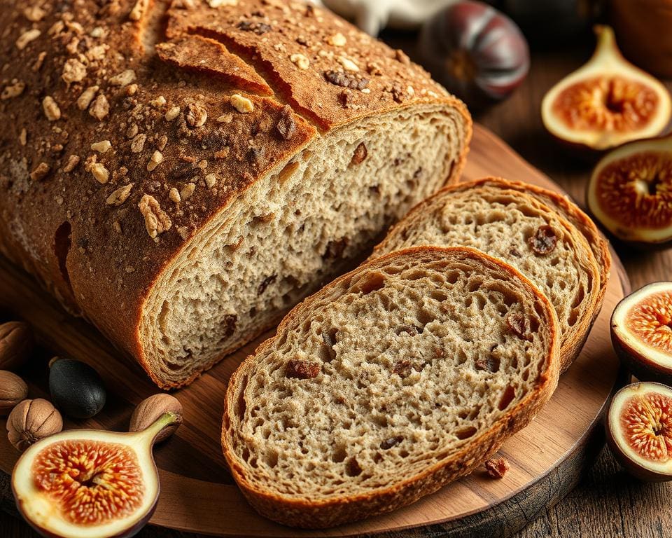 Volkoren zuurdesembrood met noten en vijgen