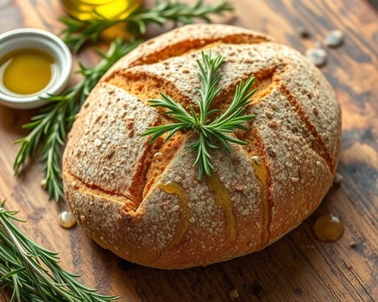 Volkoren zuurdesembrood met rozemarijn en olijfolie