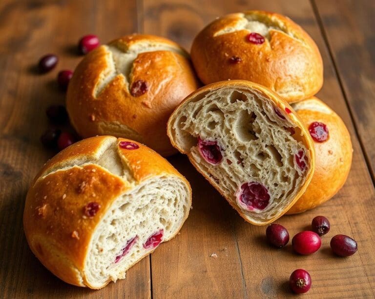 Volkoren zuurdesembroodjes met cranberry’s
