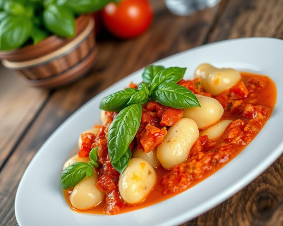 gnocchi met tomatensaus en basilicum