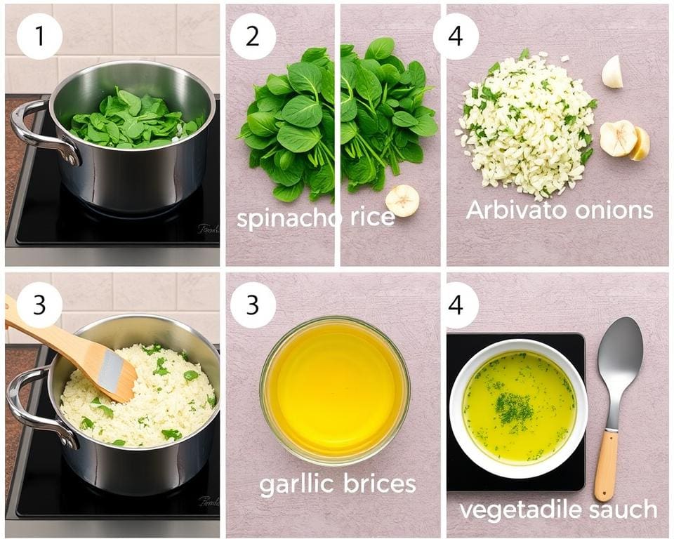 stap voor stap risotto maken met spinazie