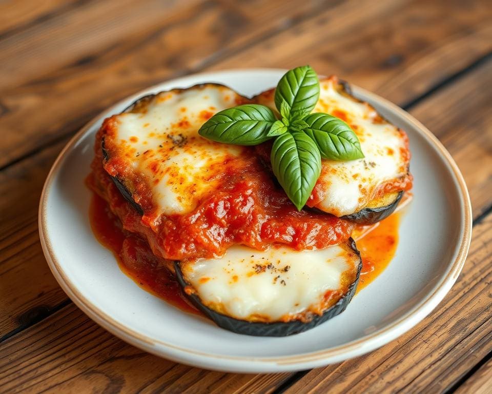 Aubergine parmigiana met een vleugje basilicum