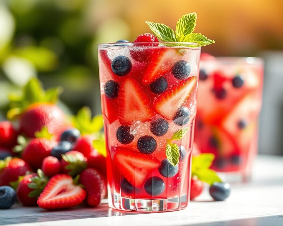 Sparkling Berry Punch met frisse munt toevoeging