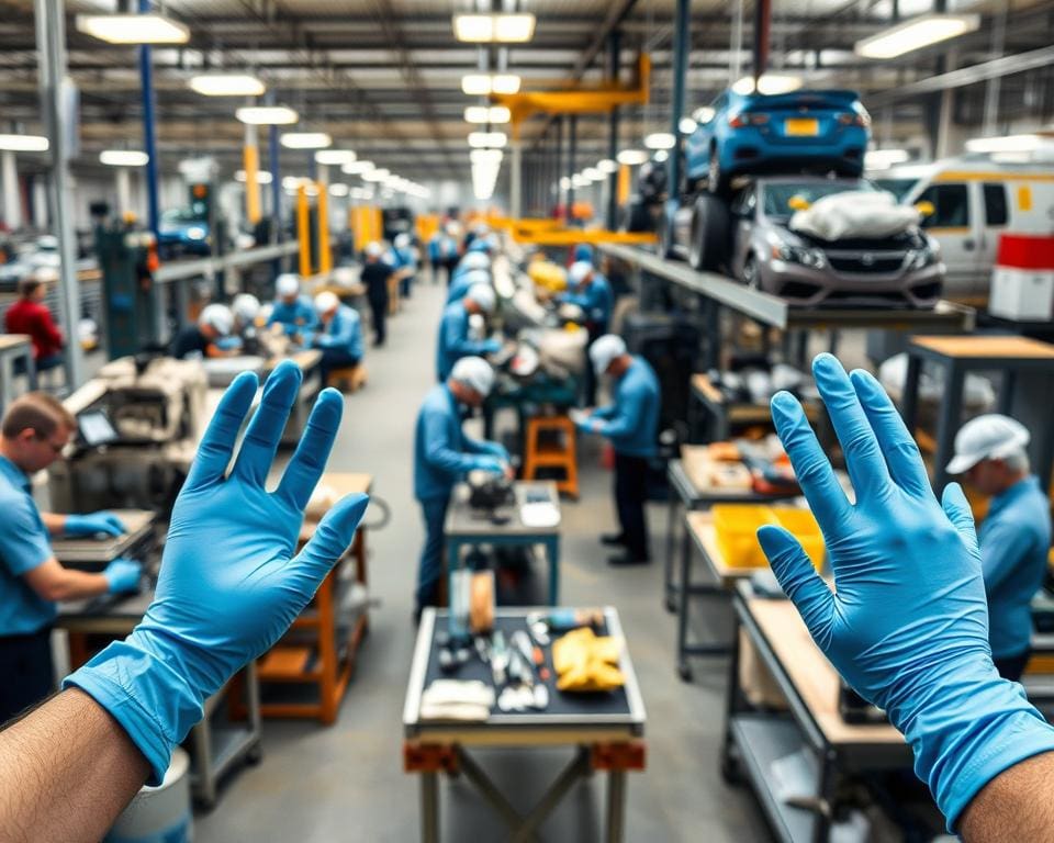 Gebruik van nitril handschoenen in verschillende industrieën