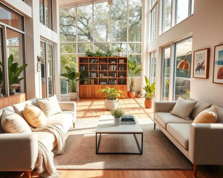 Hoe richt je een woonkamer met veel licht in?
